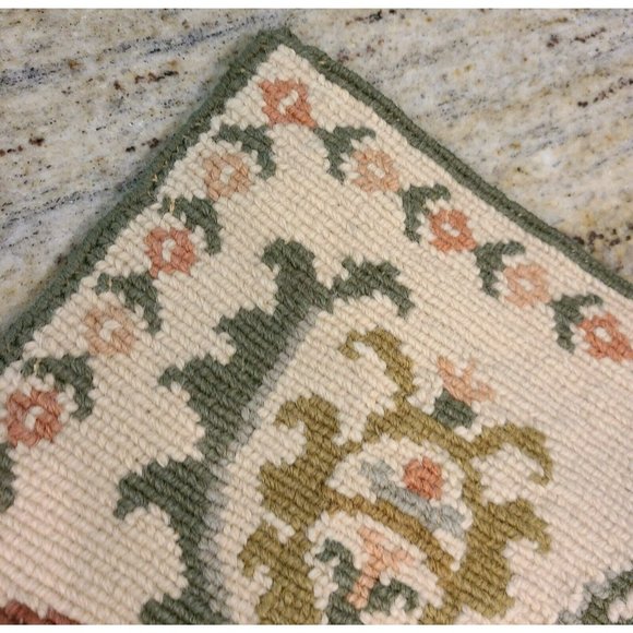 Old Wool Needlepoint Pillow Cover Peacock Athens Greece Nat. Welfare Org 11x12 - Picture 4 of 12